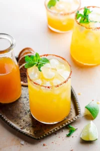 passionfruit magartitas with spicy rim