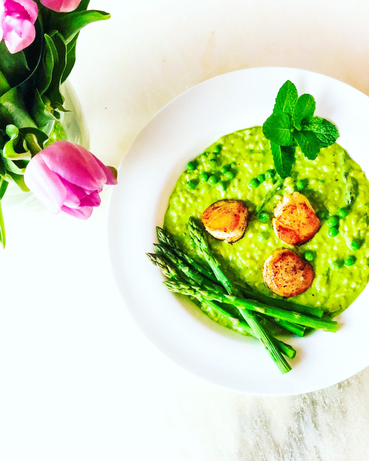 green pea risotto