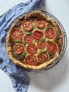 baked tomato and spinach quiche