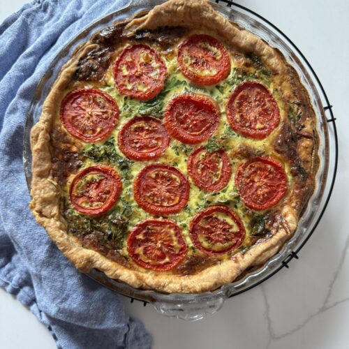 baked tomato and spinach quiche