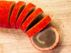 red sugar coated Maurice Lenell pinwheel cookies
