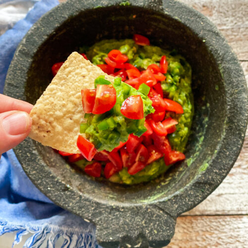 guacamole with a chip