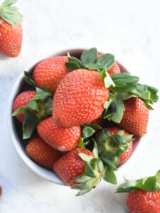 strawberries in a white bowl