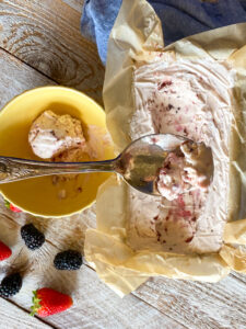 easy no-churn roasted berry ice cream