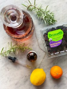 Bourbon, blackberries, orange, lemon, orange bitters, rosemary