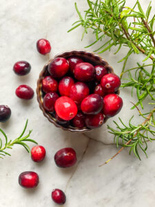 fresh cranberries and rosemary