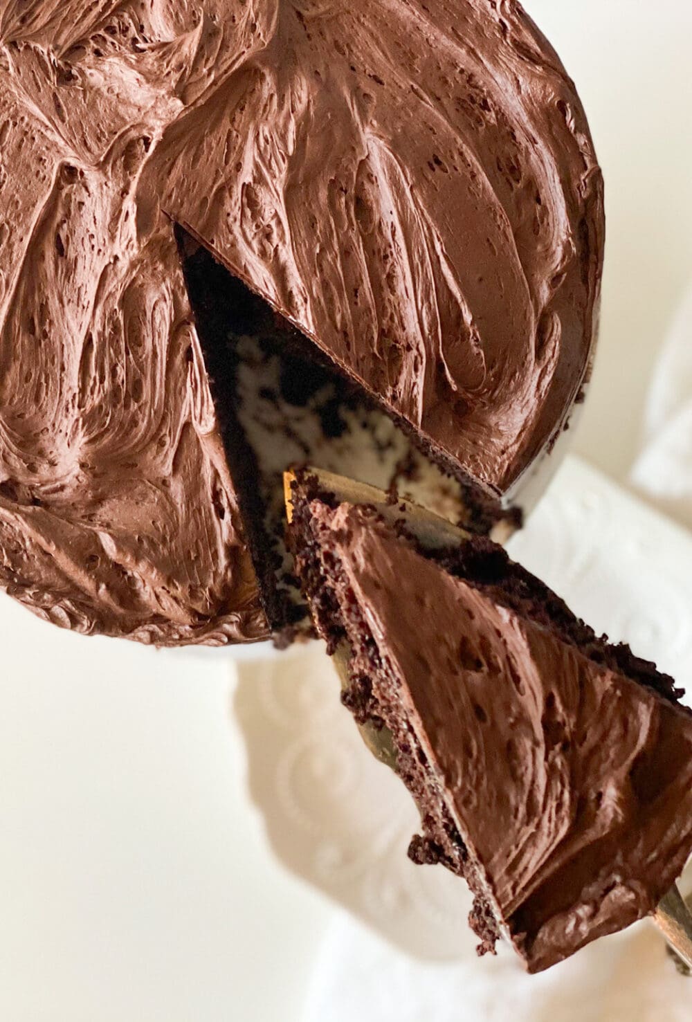 chocolate cake with a slice out