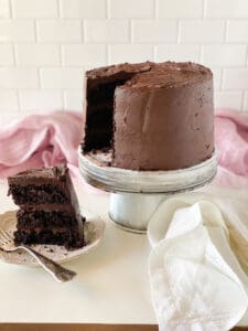 chocolate cake with a slice out