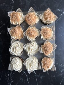 Carrot Cake Cupcakes, with toasted coconut