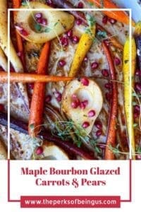 Glazed carrots and pears with thyme and pomegranate