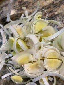 cut up leeks