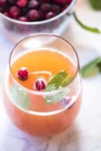 cranberry peach prosecco punch