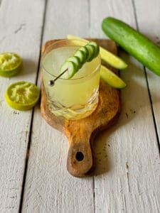 cucummber cocktail and cucumber and limes squeezed