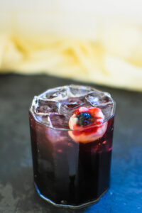 Halloween mocktail with a floating eyebll