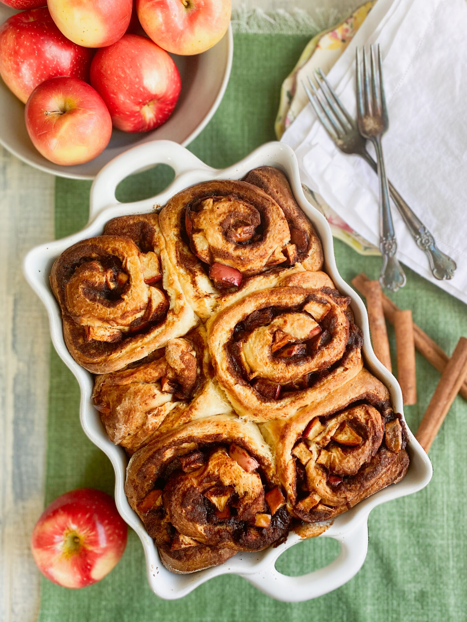 unfrosted apple cinnamon rolls and apples