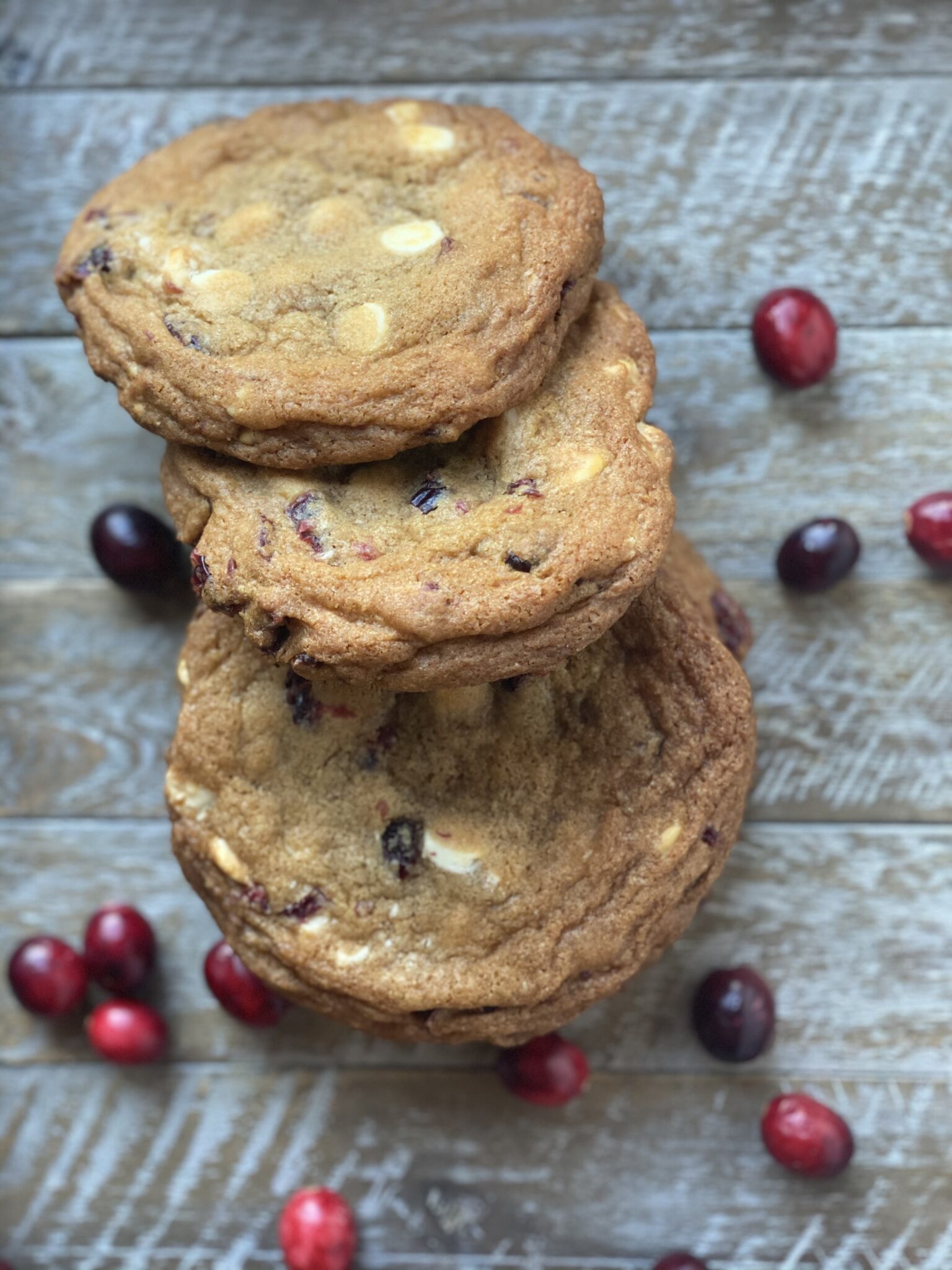 3 cranberry white chocolate chip cookies