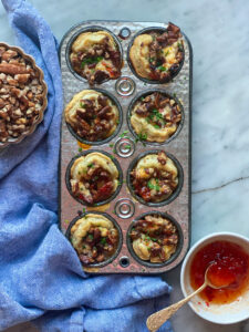 sweet savory Boursin mini pecan tart