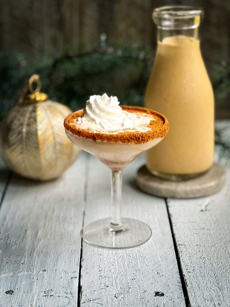 Two Eggnog Glasses At The Fireplace, Evening Stock Photo, Picture