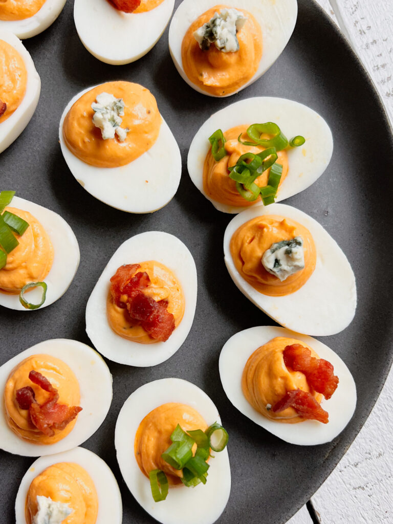 Spicy Deviled Eggs With Bacon & Bleu Cheese - The Perks Of Being Us