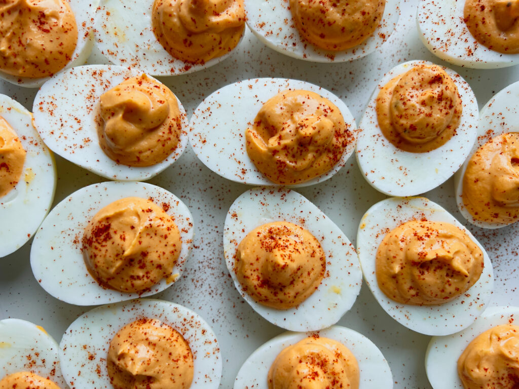 Spicy Deviled Eggs With Bacon & Bleu Cheese - The Perks Of Being Us