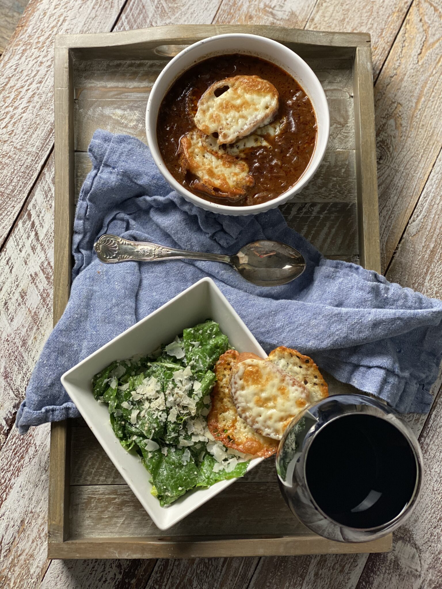 French onion soup with caesar salad