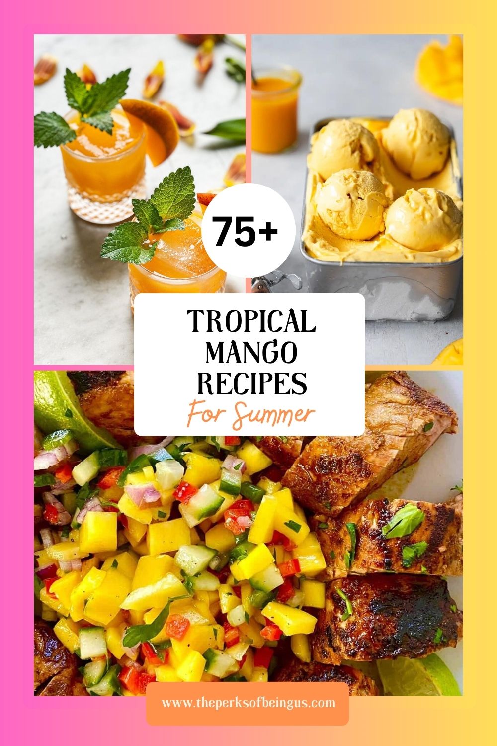 collage pinterest pin of tropical mango recipes