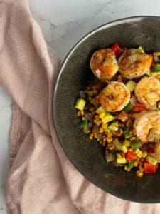 shrimp power bowl with veggies