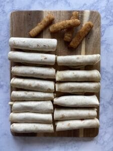 fish sticks and rolled up fish taquitos