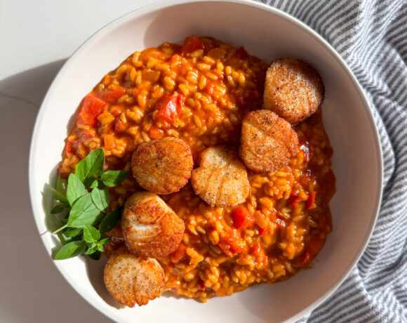 tomato risotto with scallops