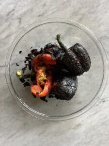 roasted red peppers in a bowl