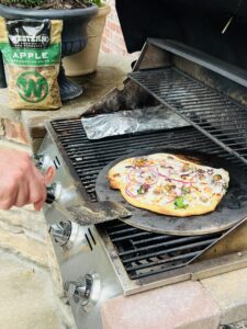 Greek pizza western bbq On the grill