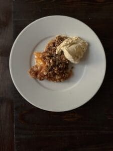 peach crisp and icecream