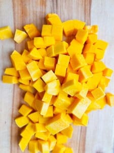 Cut up raw butternut squash