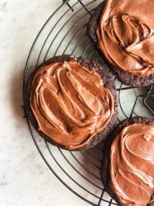 chocolate sugar cookies with frosting