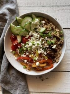 Greek ground lamb bowl