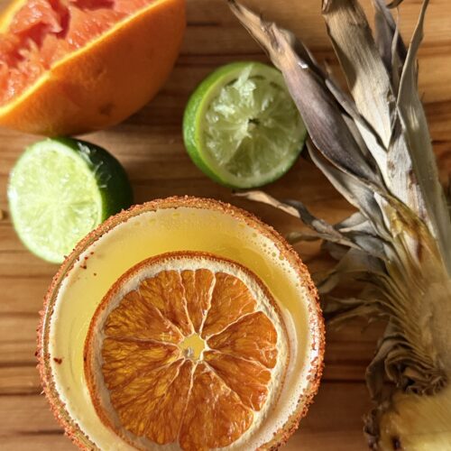 close up of smoked pineapple margarita