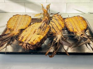 grilled smoked pineapple on a tray
