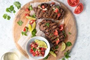 Grilled Steak in Beer Marinade with Salsa Fresca