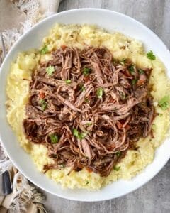 Salsa verde beef over potatoes