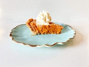 slice of pumpkin chiffon pie with graham cracker crust