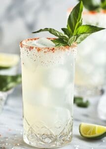 ranch water cocktail with mint in a tall glass