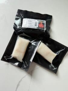 3 6 ounce pieces of halibut from Sena Sea sealed in plastic