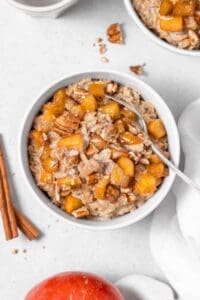 apple cinnamon pecan oatmeal in a bowl