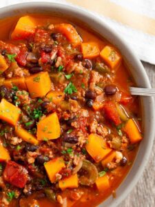 butternut squash chili in a bowl