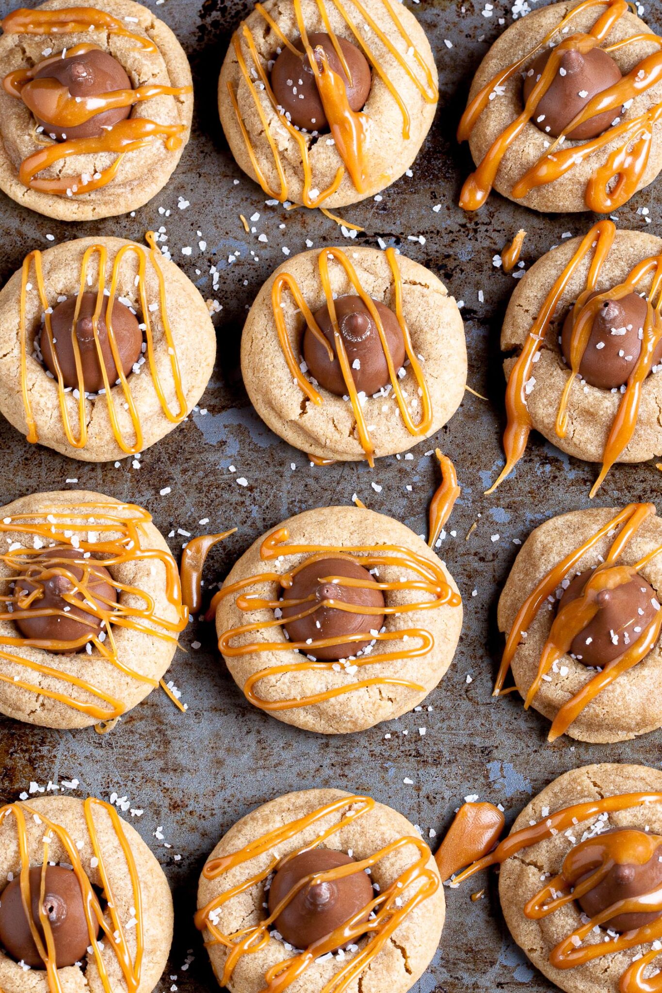 salted caramel kiss cookies