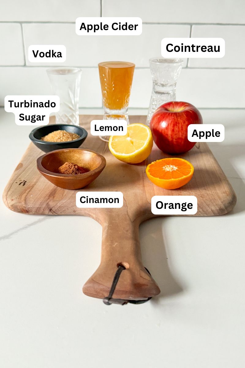 Ingredients for a apple cider martini