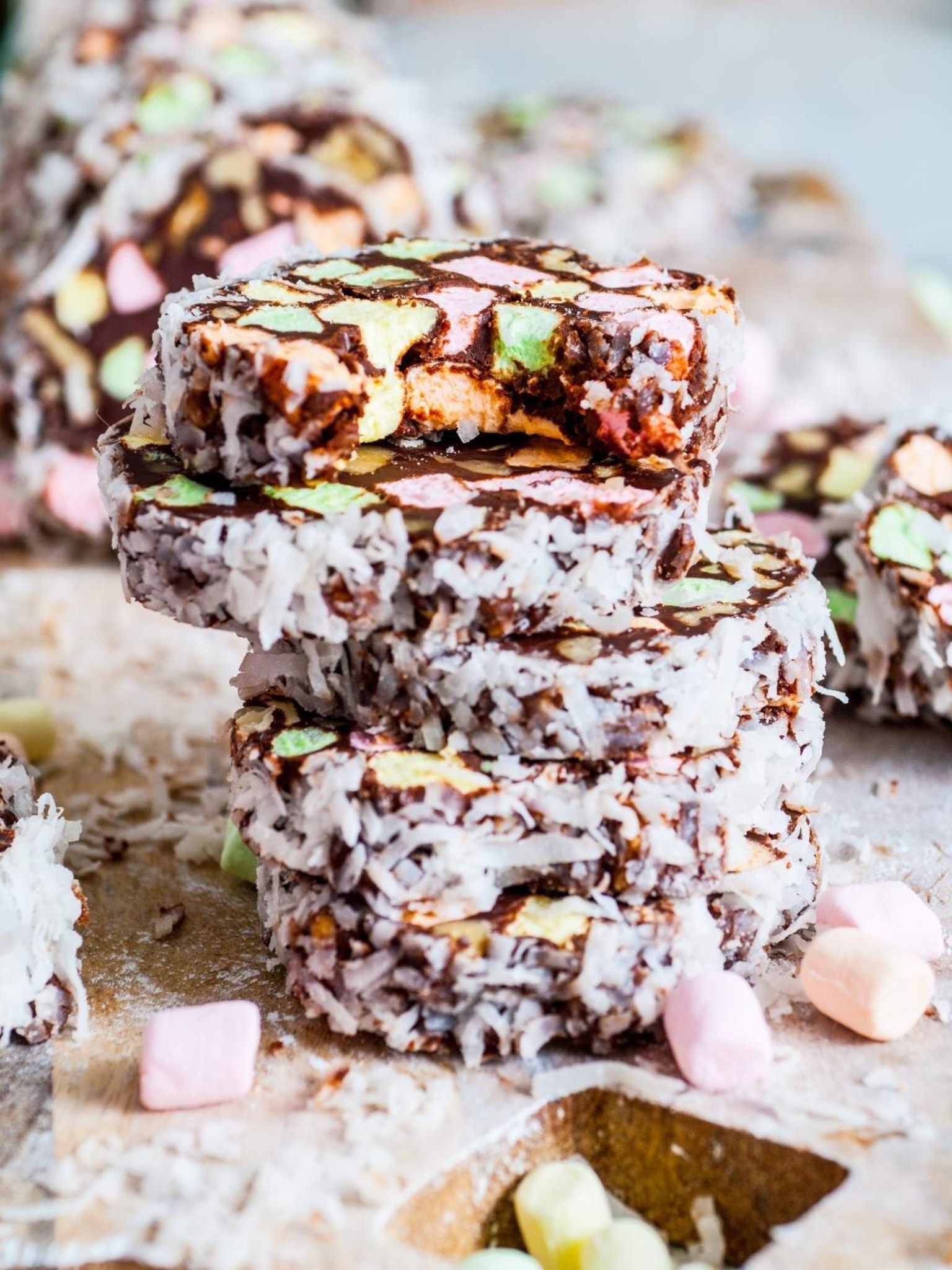 church window cookies with coconut stacked up