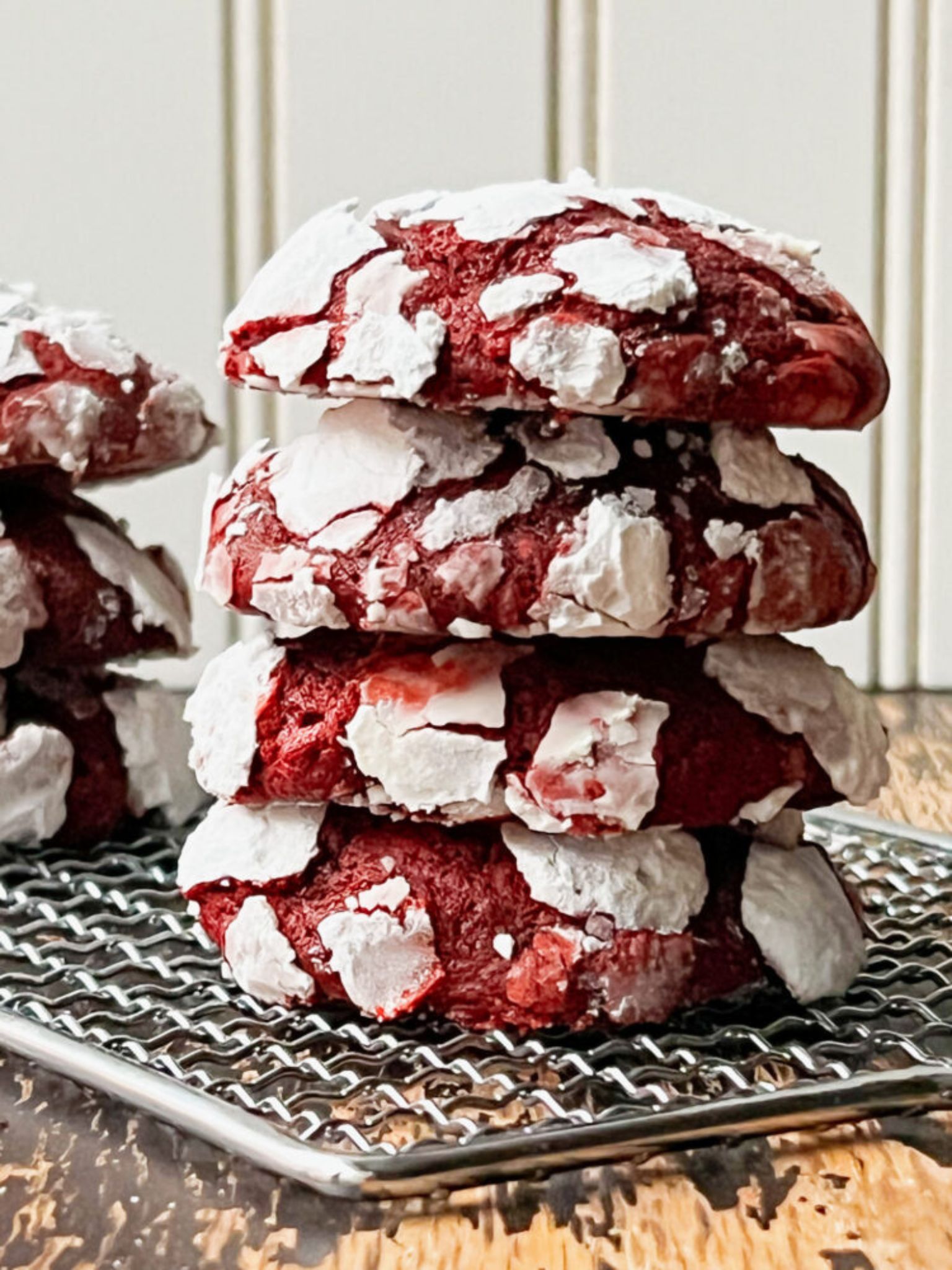 red velet cookies in a stack