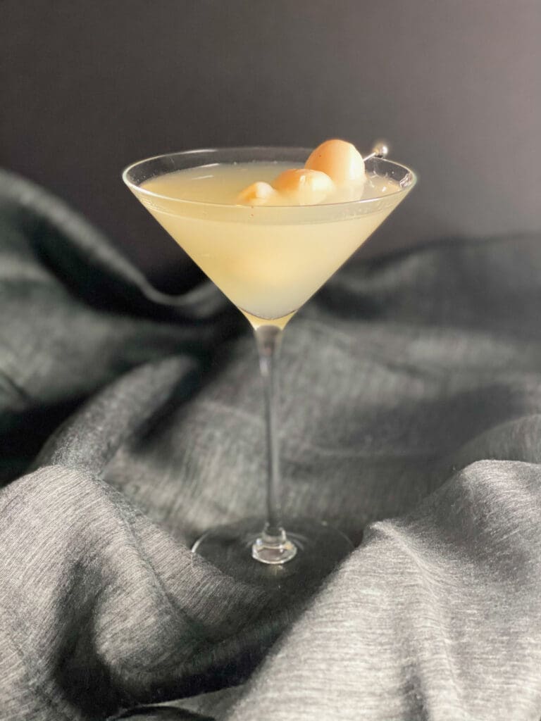 lychee martini with grey fabric
