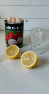 Ingredients for a lychee martini